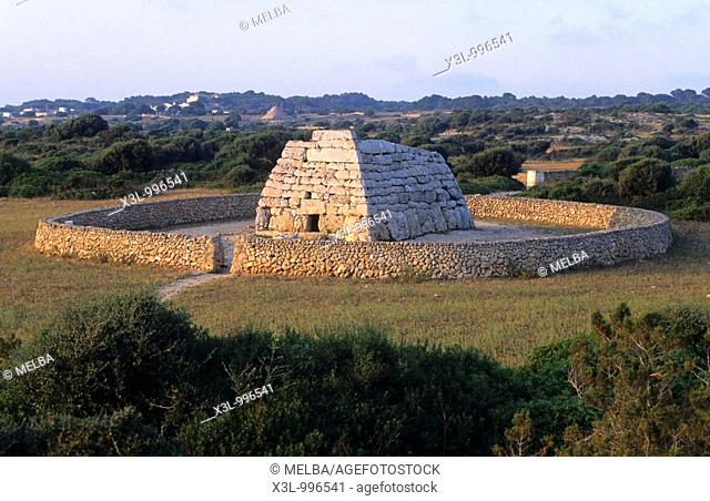 'Naveta des Tudons', prehistoric monument from the Talayotic culture  Ciutadella  Minorca, Balearic Islands  Spain