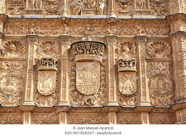 Architectural Detail in the University of Salamanca, Salamanca City, Spain, Europe