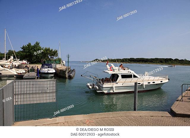 Italy - Friuli-Venezia Giulia Region - Udine Province - Lignano Sabbiadoro. Marina Uno docks. Leisure boat
