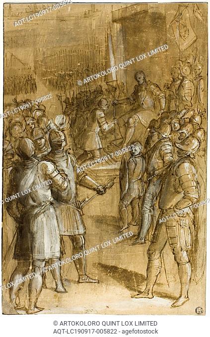 Study for Cosimo I Reorganizing the Tuscan Troops, 1589, Ludovico Buti, Italian, c. 1550-1611, Italy, Pen and brown ink with brush and brown wash