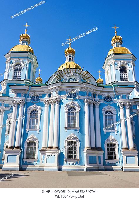 Baroque St Nicholas' Cathedral, Sennaya Ploshchad, St Petersburg, Russia