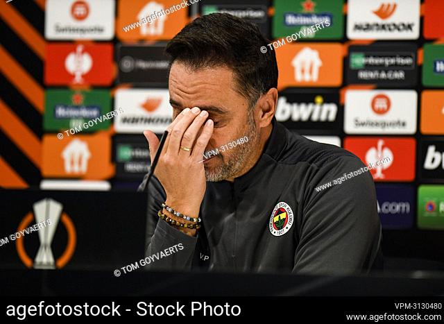 Fenerbahce head coach Vitor Pereira pictured during a press conference of Turkish soccer team Fenerbahce, Wednesday 03 November 2021 in Antwerp