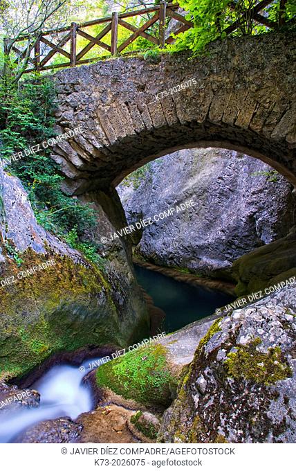 Bridge. Puron River. Valderejo Natural Park. Alava. Basque Country. Spain