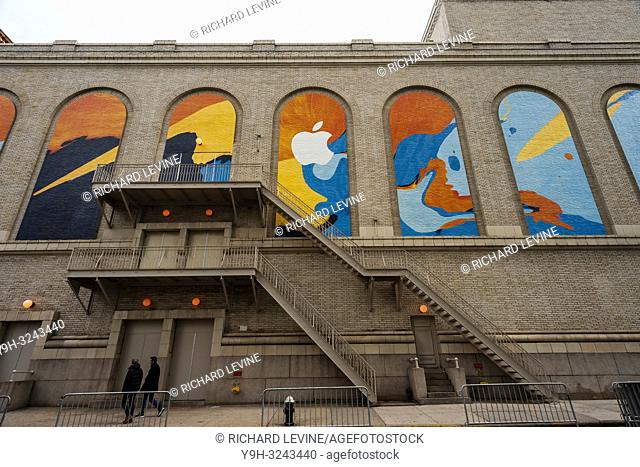 The Brooklyn Academy of Music in Brooklyn in New York is seen decorated on Monday, October 29, 2018 in advance of it's hosting Tuesday's Apple product...