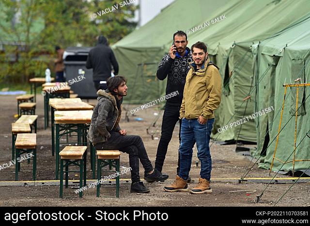 A tent town for migrants near the Kuty railway station in Slovakia, pictured on November 7, 2022. (CTK Photo/Vaclav Salek)