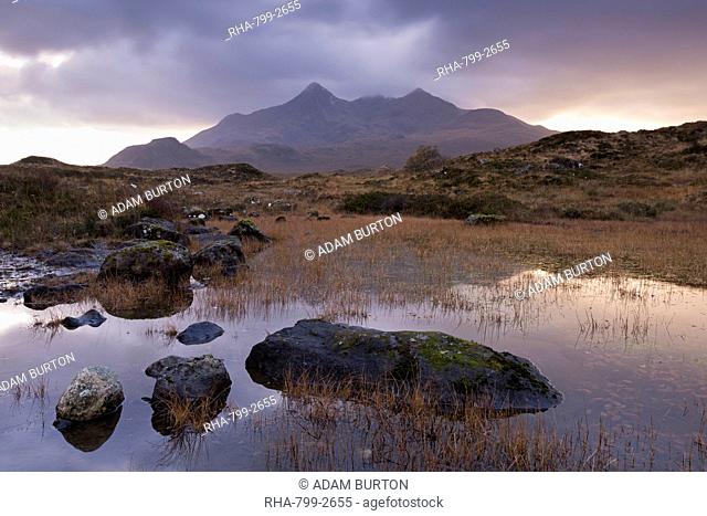 The Cuillin mountains from Glen Sligachan, Isle of Skye, Inner Hebrides, Scotland, United Kingdom, Europe