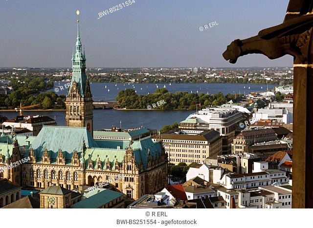Town Hall of Hamburg at Alster River, Germany, Hamburg