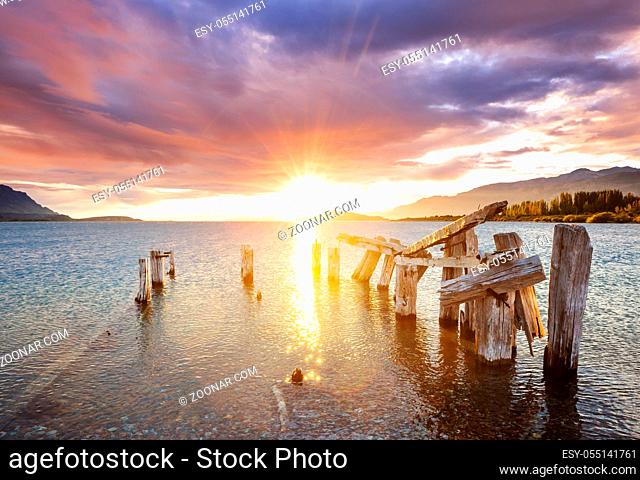 Lake scene at sunrise