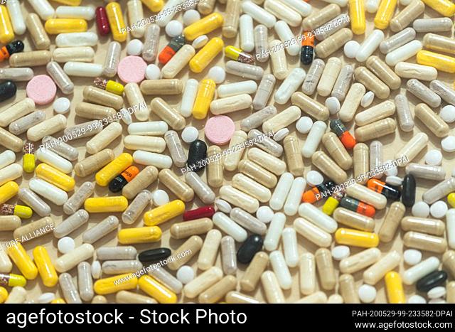 29 May 2020, Saxony, Dresden: An installation of dietary supplements can be seen in the exhibition ""Future Food - Food for the World of Tomorrow"" in the...