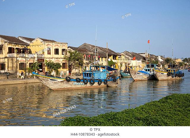 Vietnam, Hoi An, Town Skyline and Thu Bon River