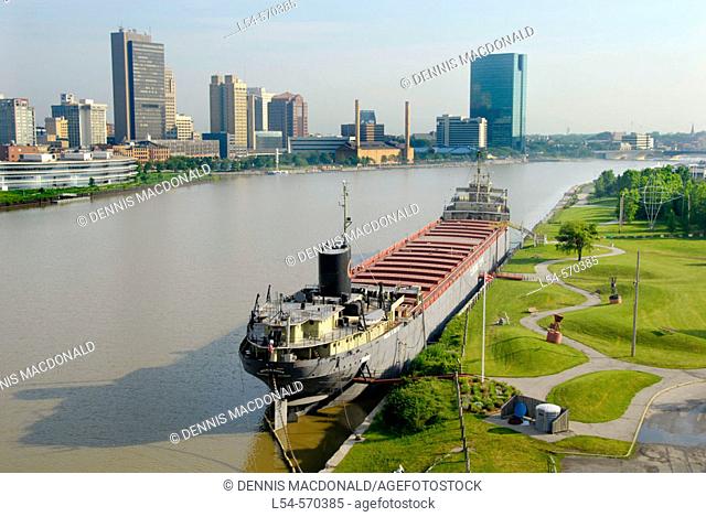 The Willis B Boyer a Cleveland Cliffs lake freighter is a popular tourist attraction in Toledo Ohio OH