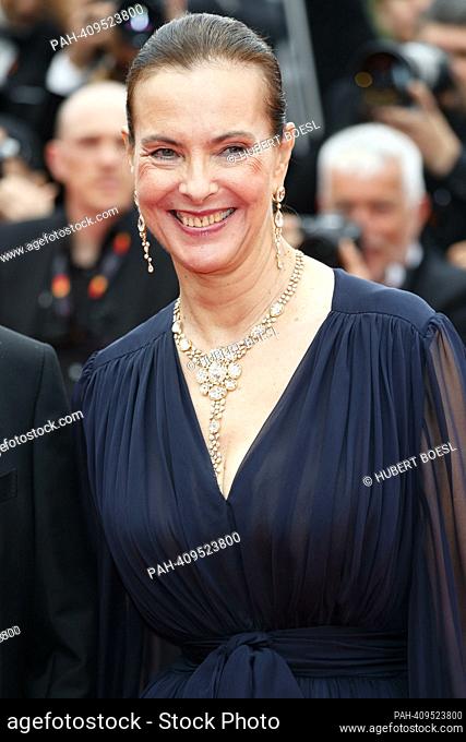 Carole Bouquet attends the 'Killers of the Flower Moon' premiere during the 76th Cannes Film Festival at Palais des Festivals in Cannes, France, on 20 May 2023