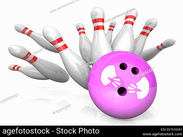 Two People Faces Talking Discussion Communication Bowling Ball Strike Pins 3d Illustration