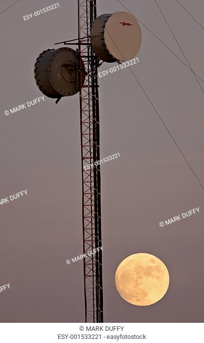 Satellite Tower and Full Moon