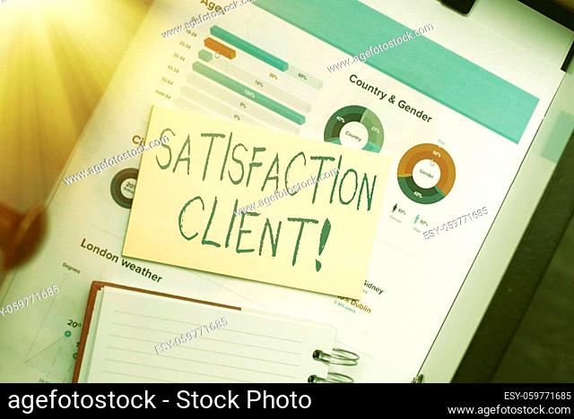 Inspiration showing sign Satisfaction Client, Business showcase benefits which customers get from purchasing products Thinking New Bright Ideas Renewing...