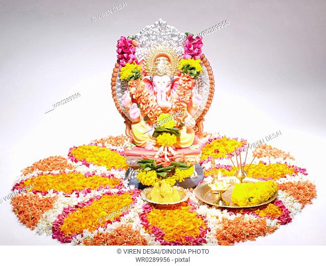 God Ganpati Ganpati creator mounted on big rat on procession of Ganesh chaturthi