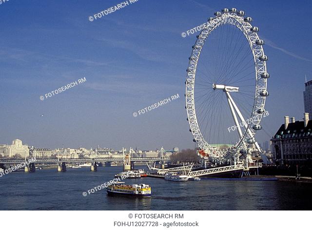 The London Eye, London, England, Great Britain, United Kingdom, Europe, British Airways London Eye along the River Thames