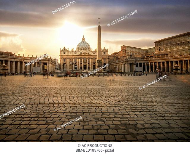 Ornate buildings and Saint Peters Square, Rome, Lazio, Italy