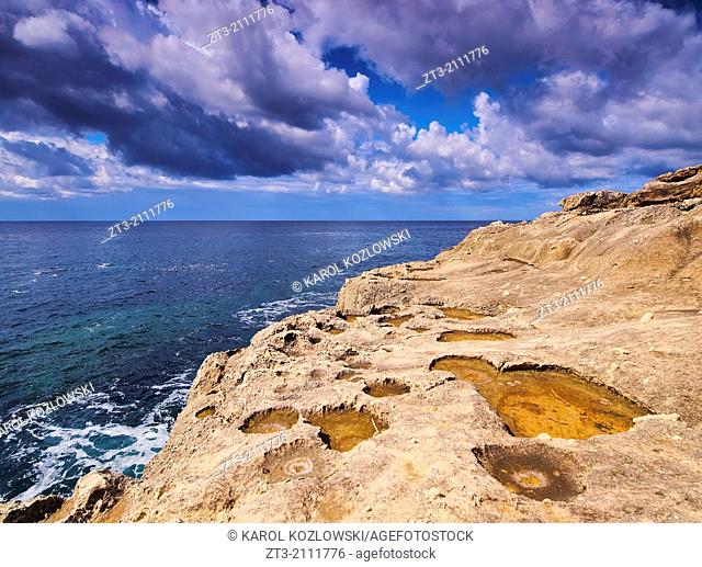 Southern Coastline between Sant Tomas and Cala Galdana on Menorca, Balearic Islands, Spain