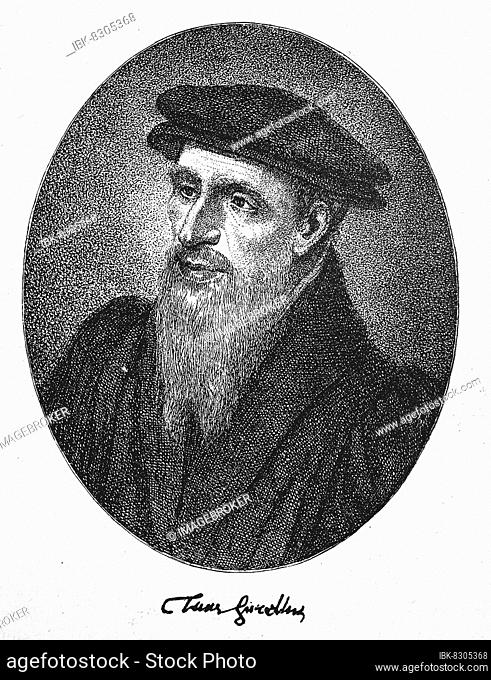 William Farel, 1489, 1565, also Guillaume Farel, was a reformer in France, Historical, digitally restored 19th century reproduction, exact date unknown