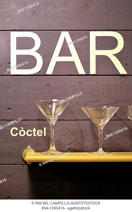 Cocktail glasses for sale in Vinçon design shop, Barcelona. Catalonia, Spain
