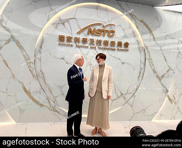 21 March 2023, Taiwan, Taipeh: Tsung-Tsong Wu, Taiwan's Minister of Science and Technology, Bettina Stark-Watzinger, German Minister of Education