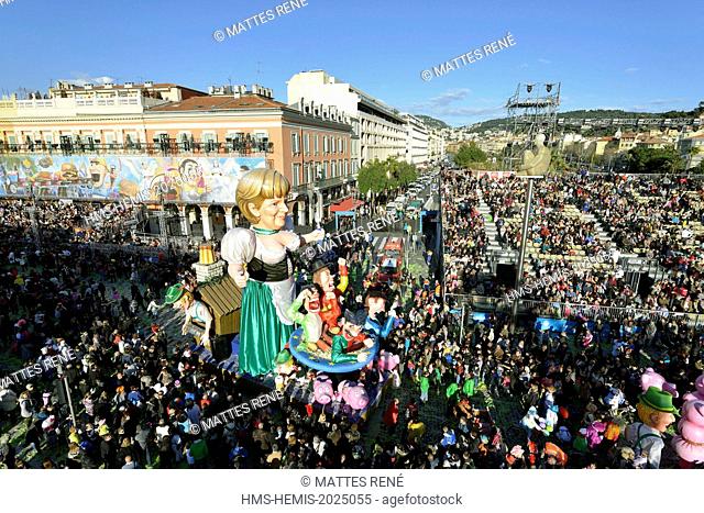 France, Alpes Maritimes, Nice, Carnival 2014, the Corso (procession of carnival floats)