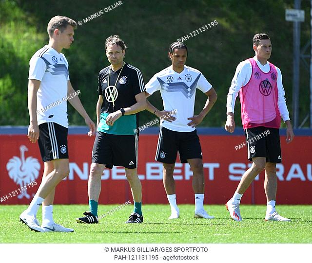 Matthias Ginter (Germany), assistant coach Marcus Sorg (Germany), Leroy Sane (Germany) and Julian Draxler (Germany) (from left)