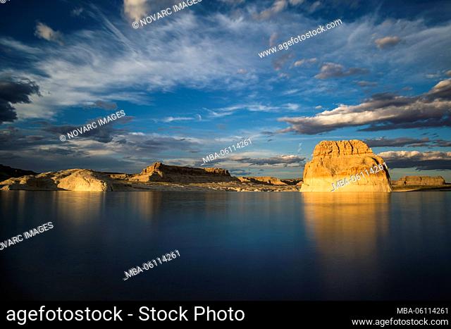 Sunset on Lone Rock Beach, Page, Lake Powell, Colorado River, Arizona, USA