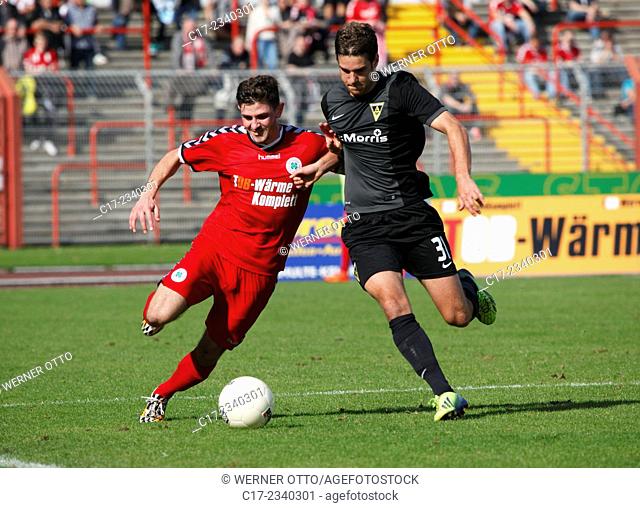 sports, football, Regional League West, 2014/2015, Rot Weiss Oberhausen versus Alemannia Aachen 0:0, Stadium Niederrhein in Oberhausen, scene of the match, f