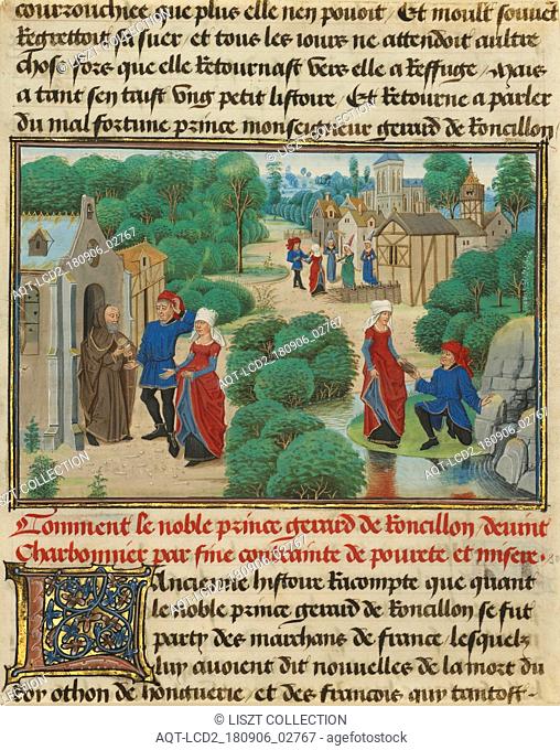 Gerard and Bertha Find Sustenance at a Hermitage; Loyset Liédet (Flemish, active about 1448 - 1478), and Pol Fruit (Flemish