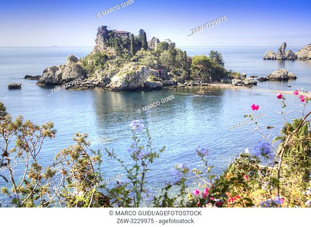 Sicily Italy view of the famous, Isola Bella, in Taormina
