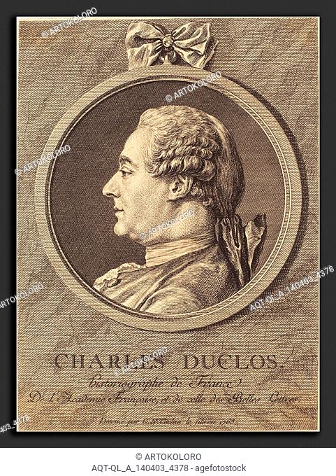 Charles-Nicolas Cochin II (French, 1715 - 1790), Charles Duclos, 1763, engraving over etching on laid paper