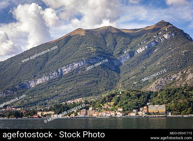 Monte Crocione and the village of Tremezzo which overlooks Lake Como. Tremezzo, Tremezzina (Italy), September 29th, 2021