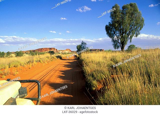 Driving on road to Rainbow Valley, Northern Territory, Australia
