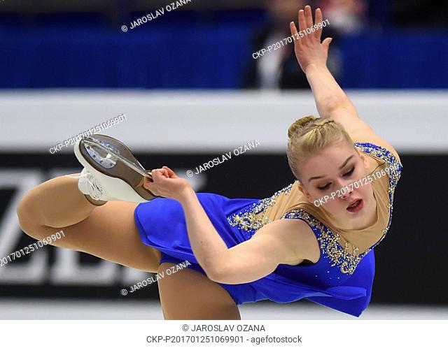 Viveca Lindfors of Finland competes during the women's short program of the European Figure Skating Championships in Ostrava, Czech Republic, January 25, 2017