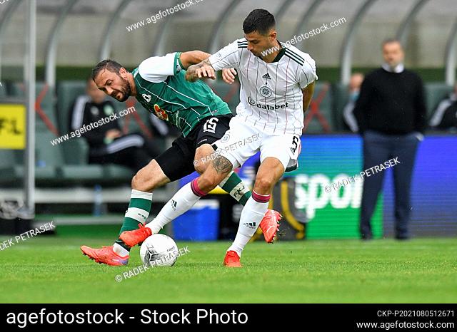 L-R Martin Dolezal (Jablonec) and Nir Bitton (Celtic) in action during the UEFA Europa League, 3rd qualifying round, match FK Jablonec vs Celtic Glasgow