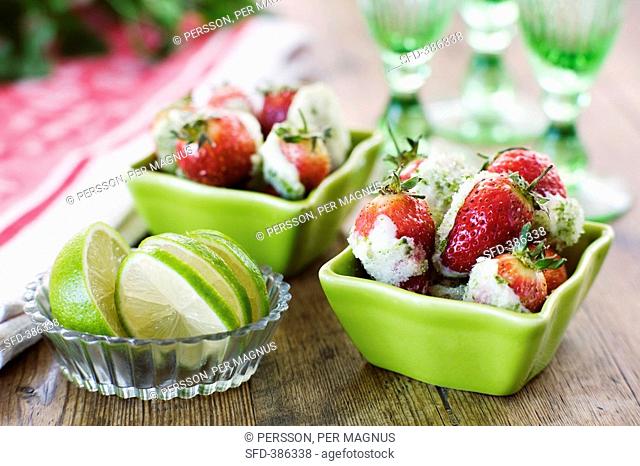 Strawberries with lime sugar