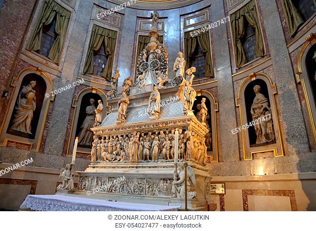 BOLOGNA, ITALY - JULY 20, 2018: Interior of the Basilica of San Domenico. Built in the 13th century