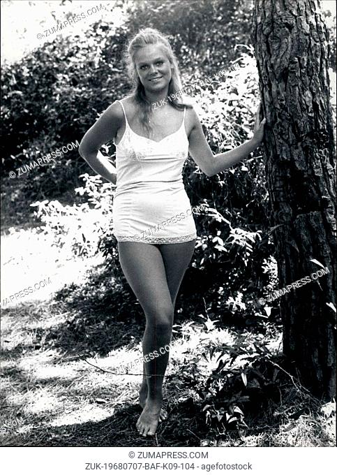 Jul. 07, 1968 - Blonde Eve in the Eden Near Rome....is the Danish Starlett Ruth Anderson, 19, from Copenhagen., It is one year that Ruth is in Rome where she...