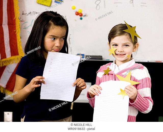 two girls in a classroom