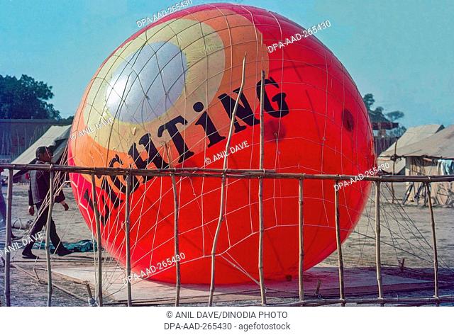 Advertising plastic balloons, Kumbh Mela, Uttar Pradesh, India, Asia, 1977