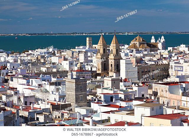 Spain, Andalucia Region, Cadiz Province, Cadiz, elevated city view from the Torre Tavira tower