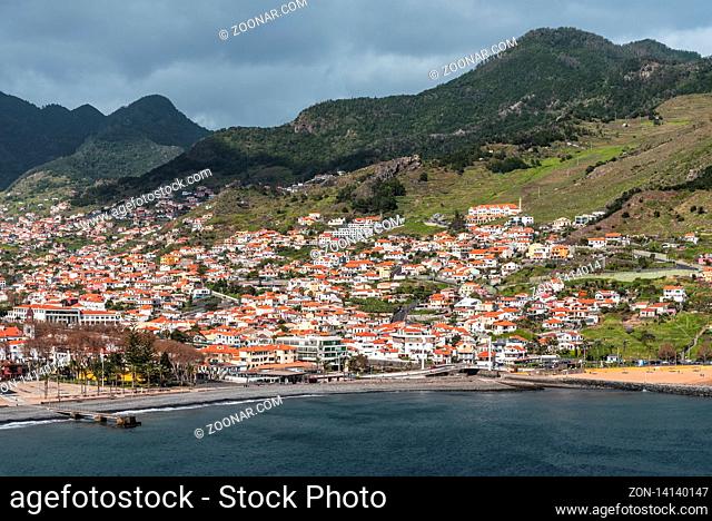 east coast, coastal town, Machico, Madeira, Portugal, Europe, Ostkueste, Kuestenort, Machico, Madeira, Portugal, Europa