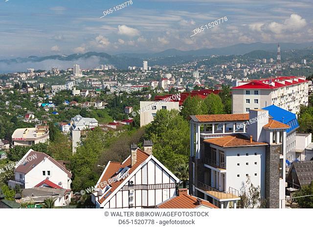 Russia, Black Sea Coast, Sochi, elevated city view from the Arboretum Park