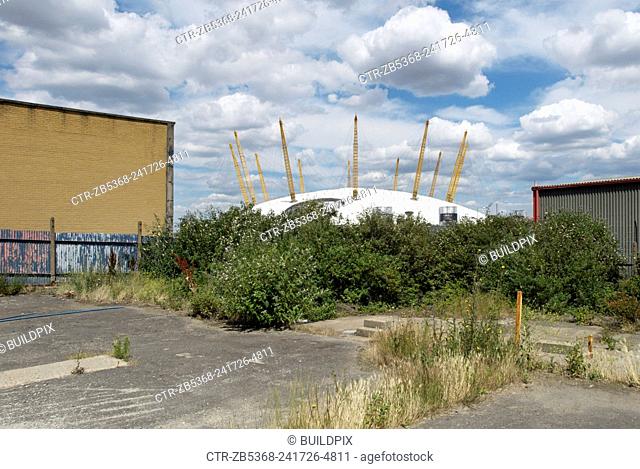 Disused land near the Millennium Dome, Greenwich peninsula, South-East London, UK