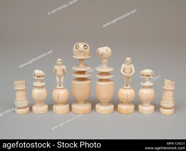Chessmen (32). Date: ca. 1885; Culture: Eskimo, Franz Joseph Land; Medium: Walrus ivory; Dimensions: King: 4 1/16, queen: 4 1/4