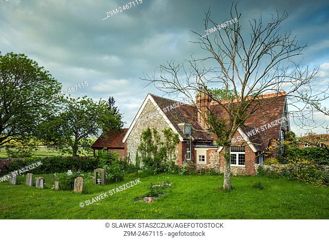 Spring evening at St John's church in the village of Piddinghoe near Newhaven, East Sussex, England