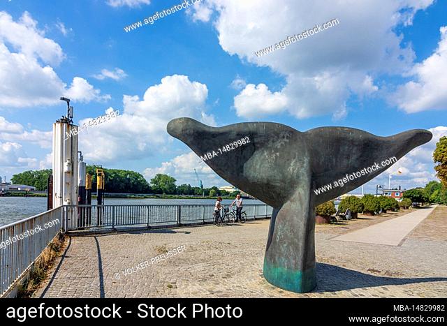 Bremen, artwork Fluke, river Weser, district Vegesack, Germany
