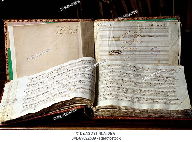 Autograph sheet music of Il matrimonio segreto (The Secret Marriage), opera by Domenico Cimarosa (1749-1801).  Napoli, Conservatorio Di Musica San Pietro A...